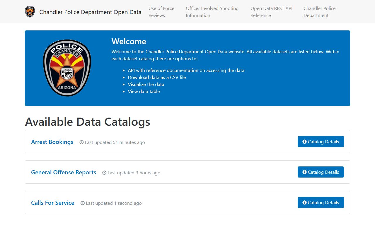 Chandler Police data transparency portal
