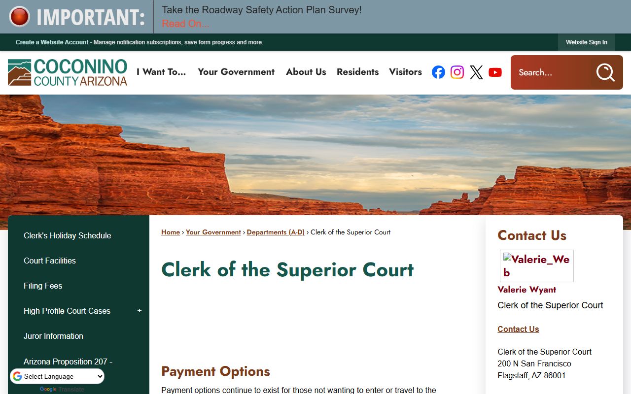 Coconino County Clerk of Superior Court website