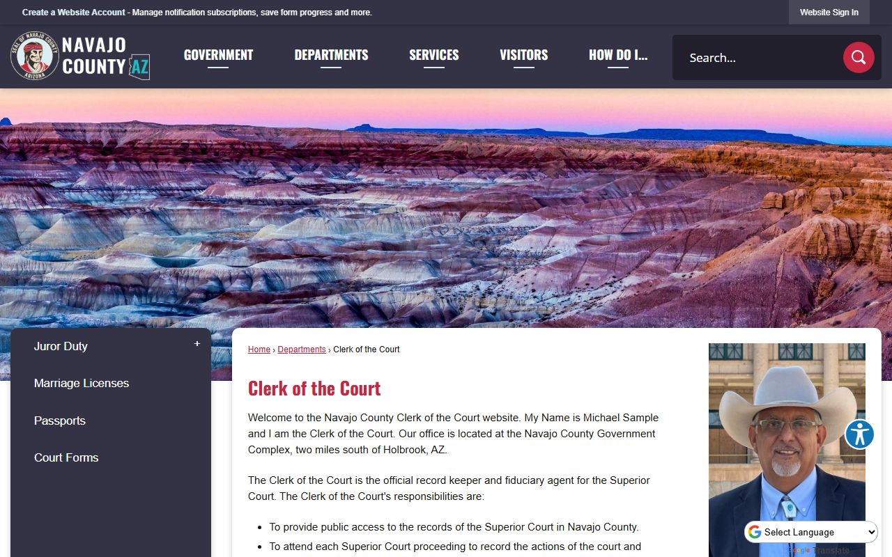 Navajo County Clerk of the Court website
